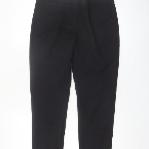 Dunnes Women Black Size 10 Cotton Blend Straight Leg Trousers