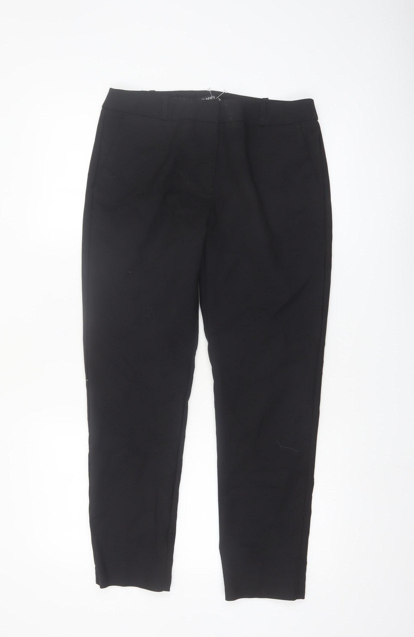 Dunnes Women Black Size 10 Cotton Blend Straight Leg Trousers