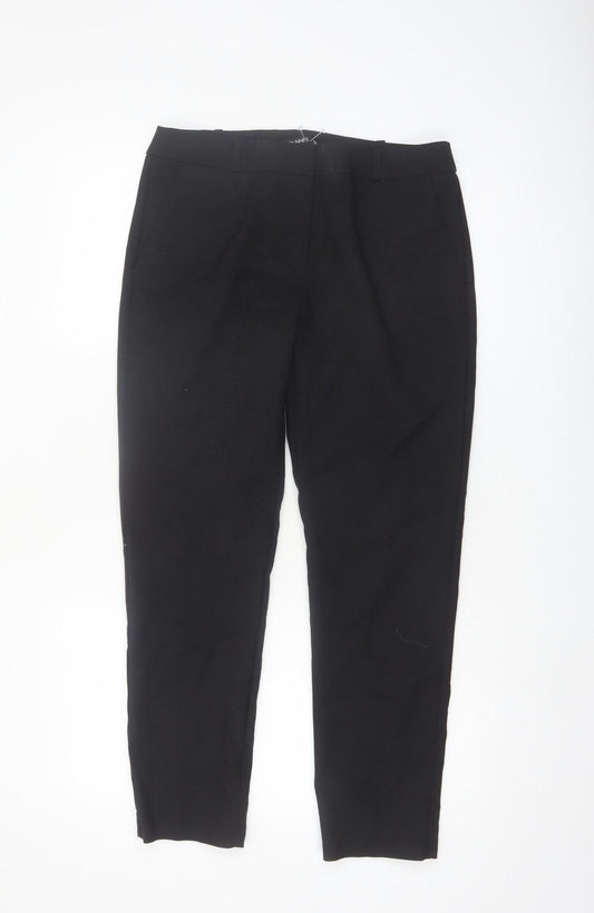 Dunnes Women Black Size 10 Cotton Blend Straight Leg Trousers