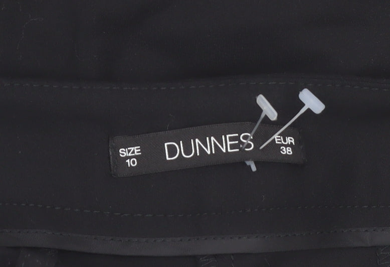 Dunnes Women Black Size 10 Cotton Blend Straight Leg Trousers