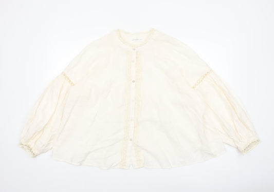 Gallery Women’s Ivory Bohemian Button Blouse XL Relaxed Fit