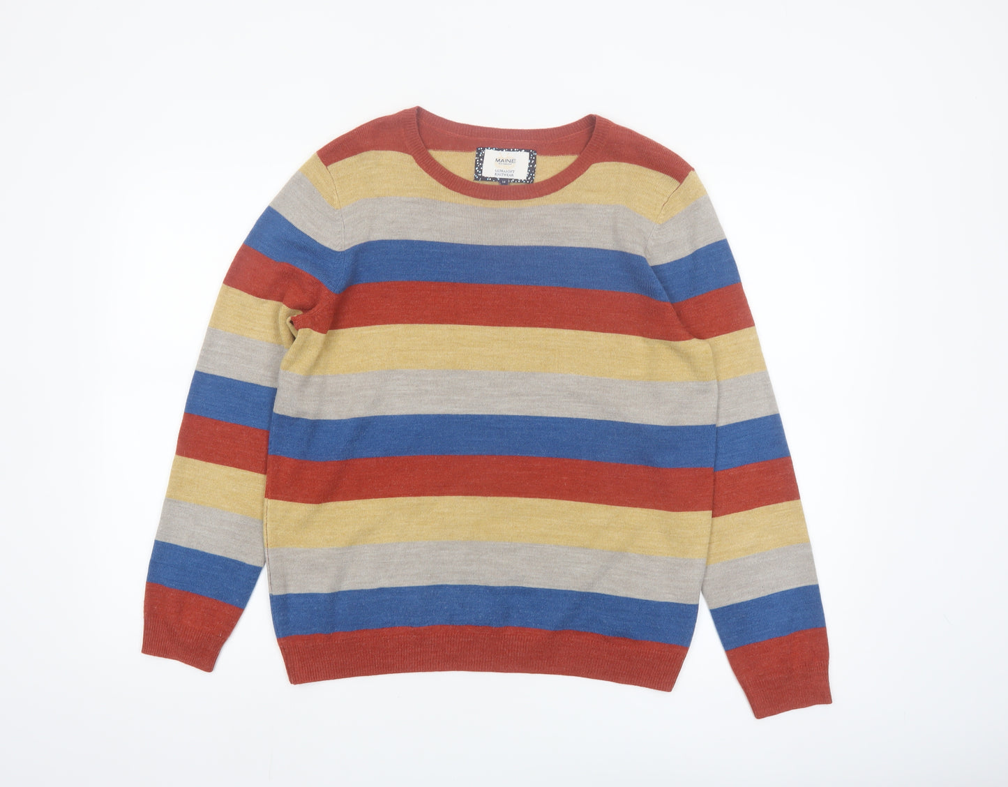 Maine New England Women's Multicoloured Striped Pullover Jumper Size 14