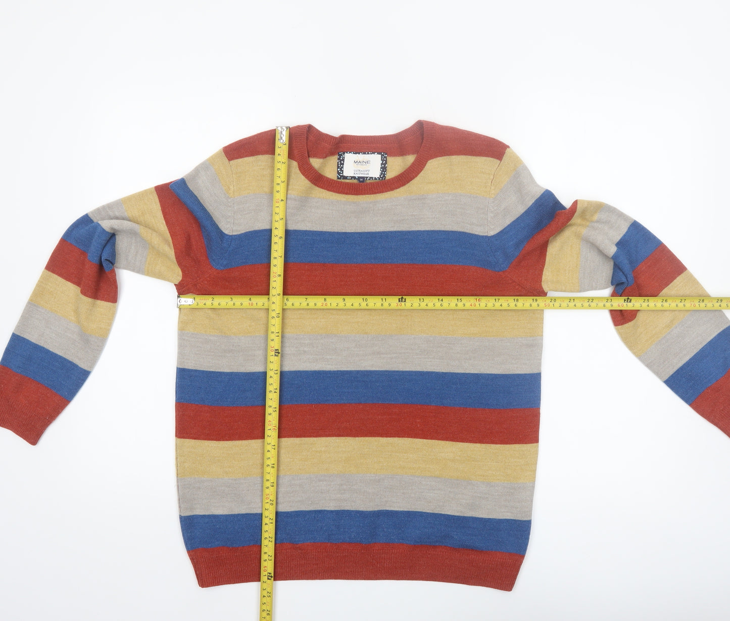 Maine New England Women's Multicoloured Striped Pullover Jumper Size 14