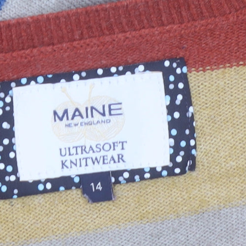 Maine New England Women's Multicoloured Striped Pullover Jumper Size 14