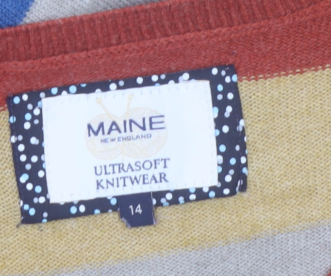 Maine New England Women's Multicoloured Striped Pullover Jumper Size 14