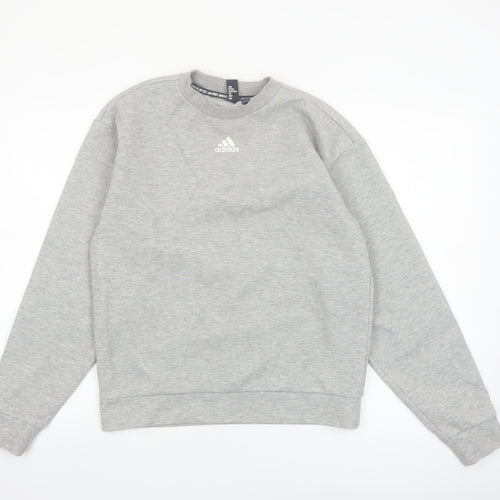 Adidas Women Grey Small Crew Neck Pullover Sweatshirt