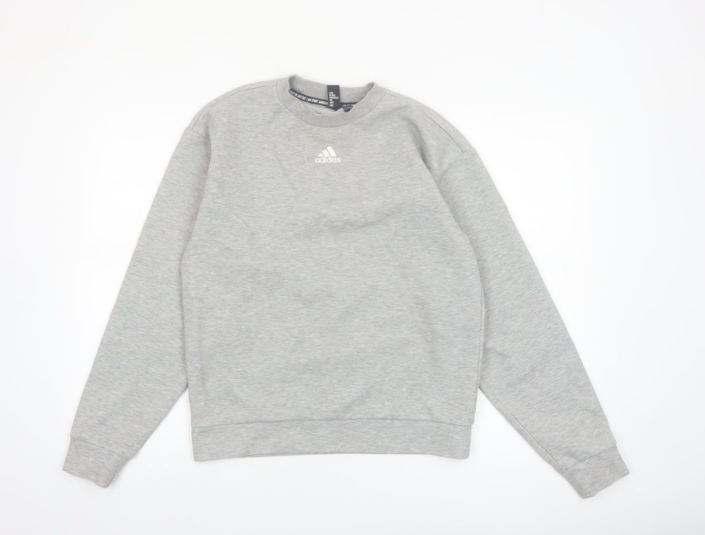 Adidas Women Grey Small Crew Neck Pullover Sweatshirt