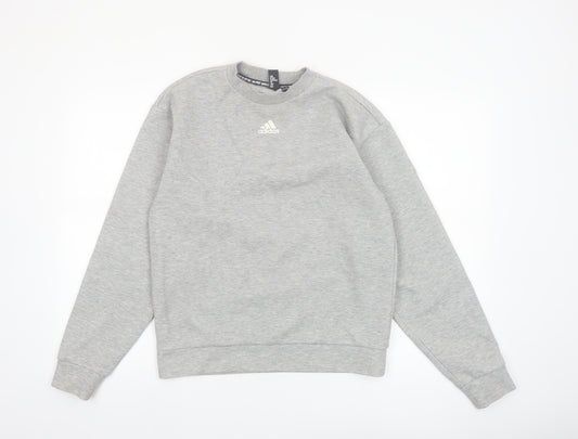 Adidas Women Grey Small Crew Neck Pullover Sweatshirt