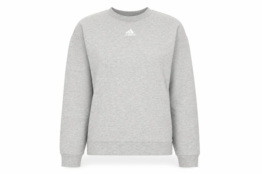 Front view of Adidas Women Grey Small Crew Neck Pullover Sweatshirt