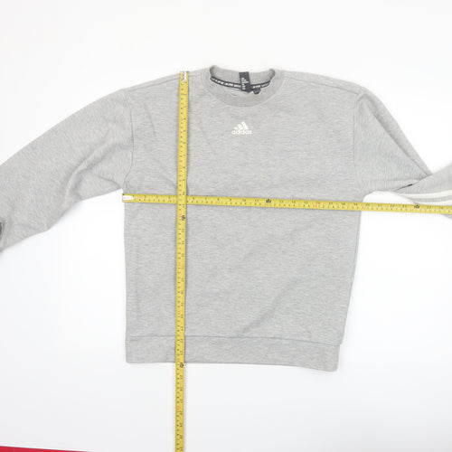 Adidas Women Grey Small Crew Neck Pullover Sweatshirt