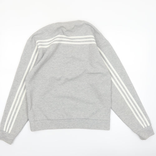 Adidas Women Grey Small Crew Neck Pullover Sweatshirt