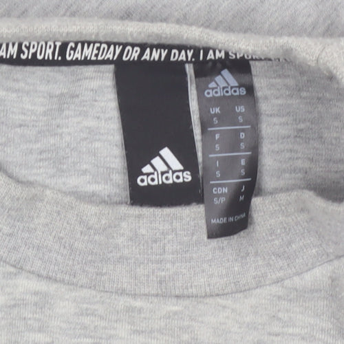 Adidas Women Grey Small Crew Neck Pullover Sweatshirt