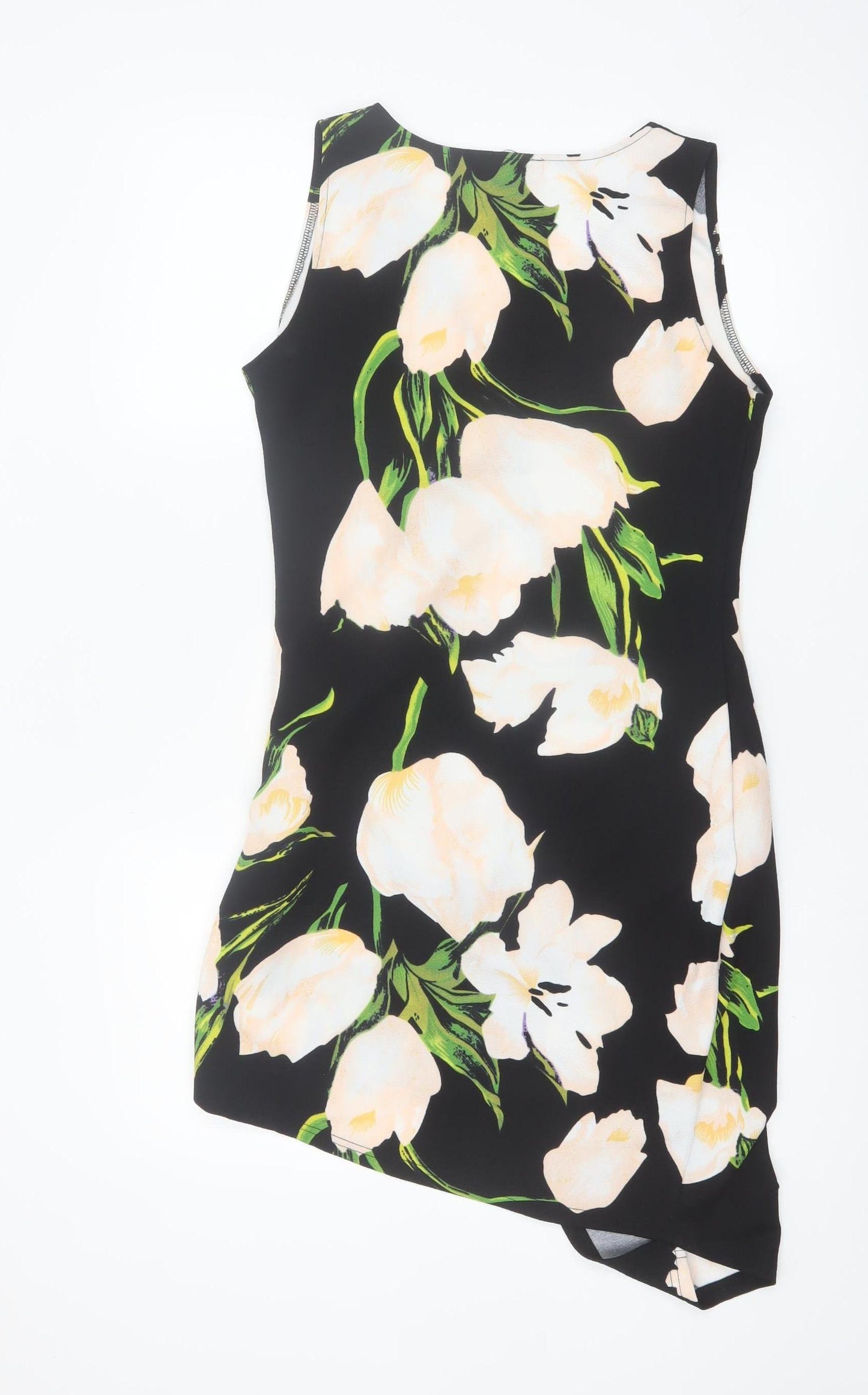 AX Paris Women’s Black Floral Bodycon Asymmetric Dress Size 14