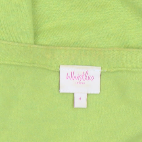 Whistles Women’s Green Cotton Blend V-Neck Button Cardigan Size 8