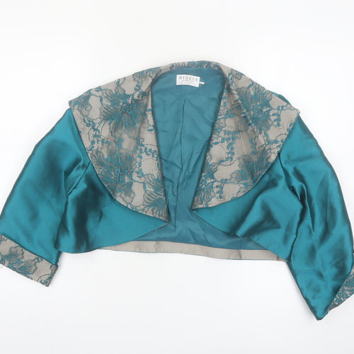 Mireia Women's Teal Lace Cropped Suit Jacket UK 14 Satin Bolero Evening Wear