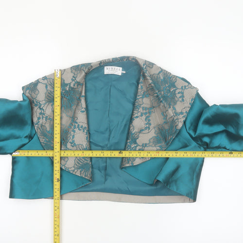 Mireia Women's Teal Lace Cropped Suit Jacket UK 14 Satin Bolero Evening Wear