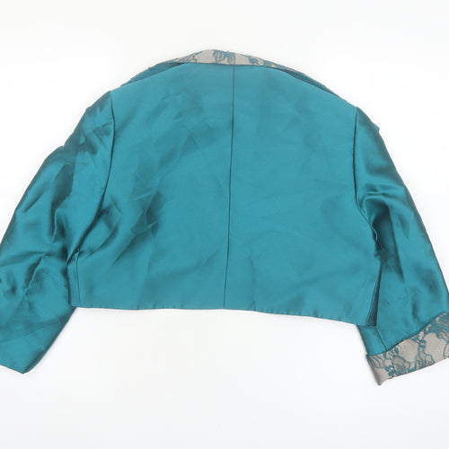 Mireia Women's Teal Lace Cropped Suit Jacket UK 14 Satin Bolero Evening Wear