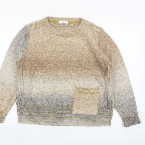 White Stuff Womens Beige Gradient Knit Pullover Jumper Size 10