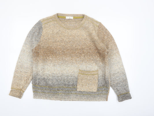 White Stuff Womens Beige Gradient Knit Pullover Jumper Size 10