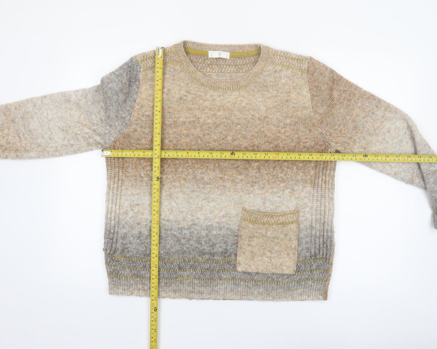 White Stuff Womens Beige Gradient Knit Pullover Jumper Size 10