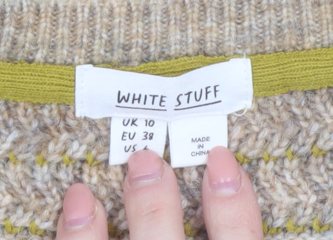 White Stuff Womens Beige Gradient Knit Pullover Jumper Size 10