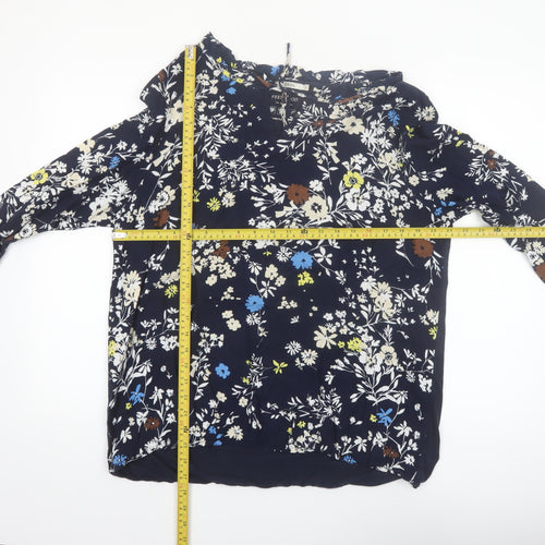 Cecil Women's Blue Floral Long Sleeve Viscose Tunic Blouse Size L