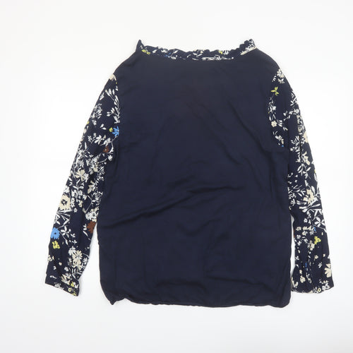 Cecil Women's Blue Floral Long Sleeve Viscose Tunic Blouse Size L