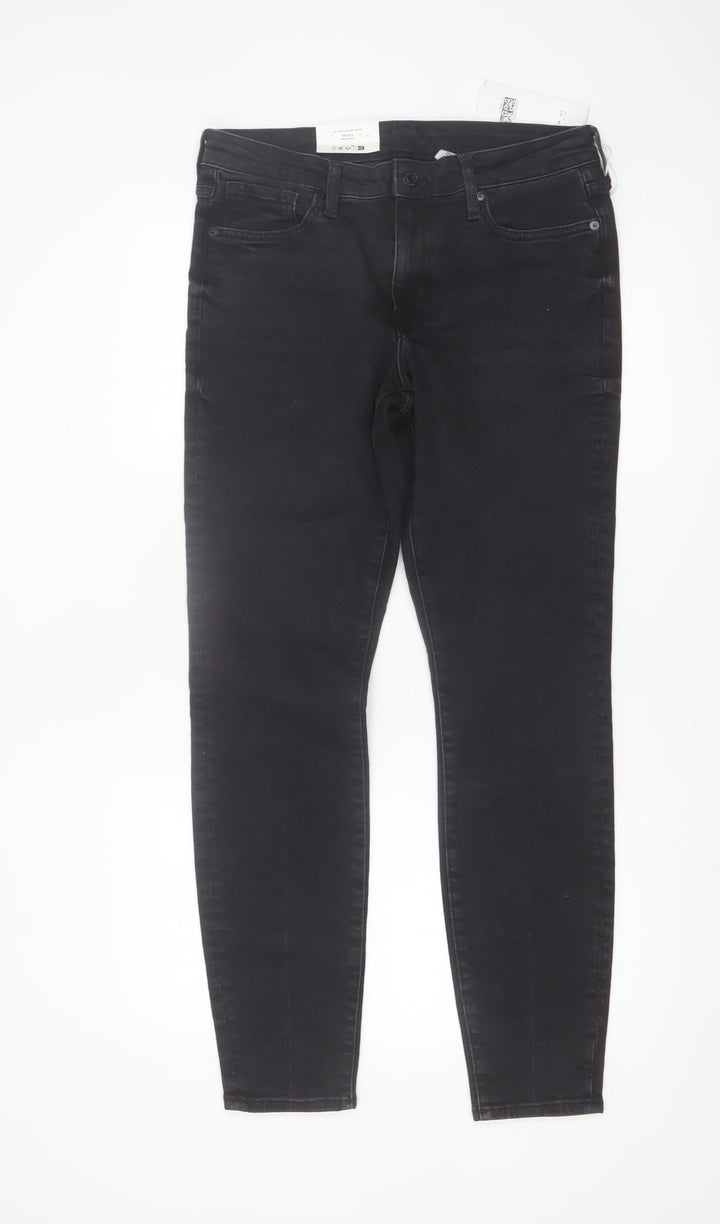 H&M Mens Black Skinny Mid Waist Stretch Denim Jeans M