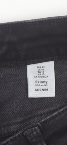 H&M Mens Black Skinny Mid Waist Stretch Denim Jeans M