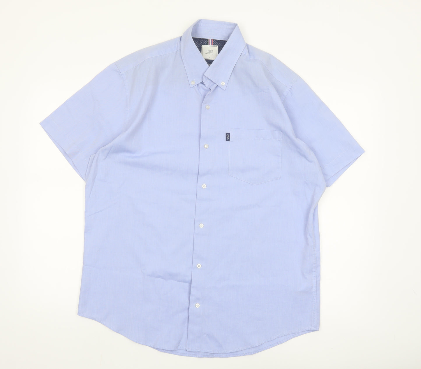 Next Men's Blue Short Sleeve Button-Down Shirt L Regular Fit