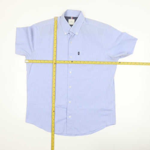 Next Men's Blue Short Sleeve Button-Down Shirt L Regular Fit