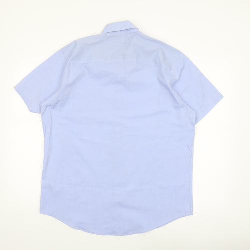 Next Men's Blue Short Sleeve Button-Down Shirt L Regular Fit