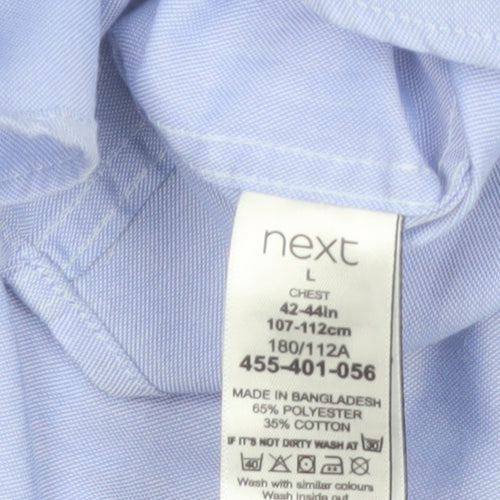 Next Men's Blue Short Sleeve Button-Down Shirt L Regular Fit