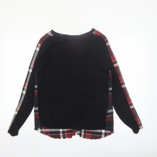 Desigual Womens Black Check Tunic Blouse XS Long Sleeve
