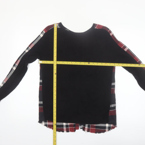 Desigual Womens Black Check Tunic Blouse XS Long Sleeve