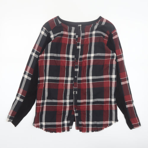 Desigual Womens Black Check Tunic Blouse XS Long Sleeve