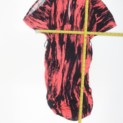 Tally Weijl Womens Red Black Tie Dye Bodycon Dress Size 10