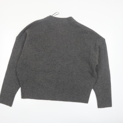 ZARA Women Grey Crew Neck Wool Blend Knit Jumper Size L