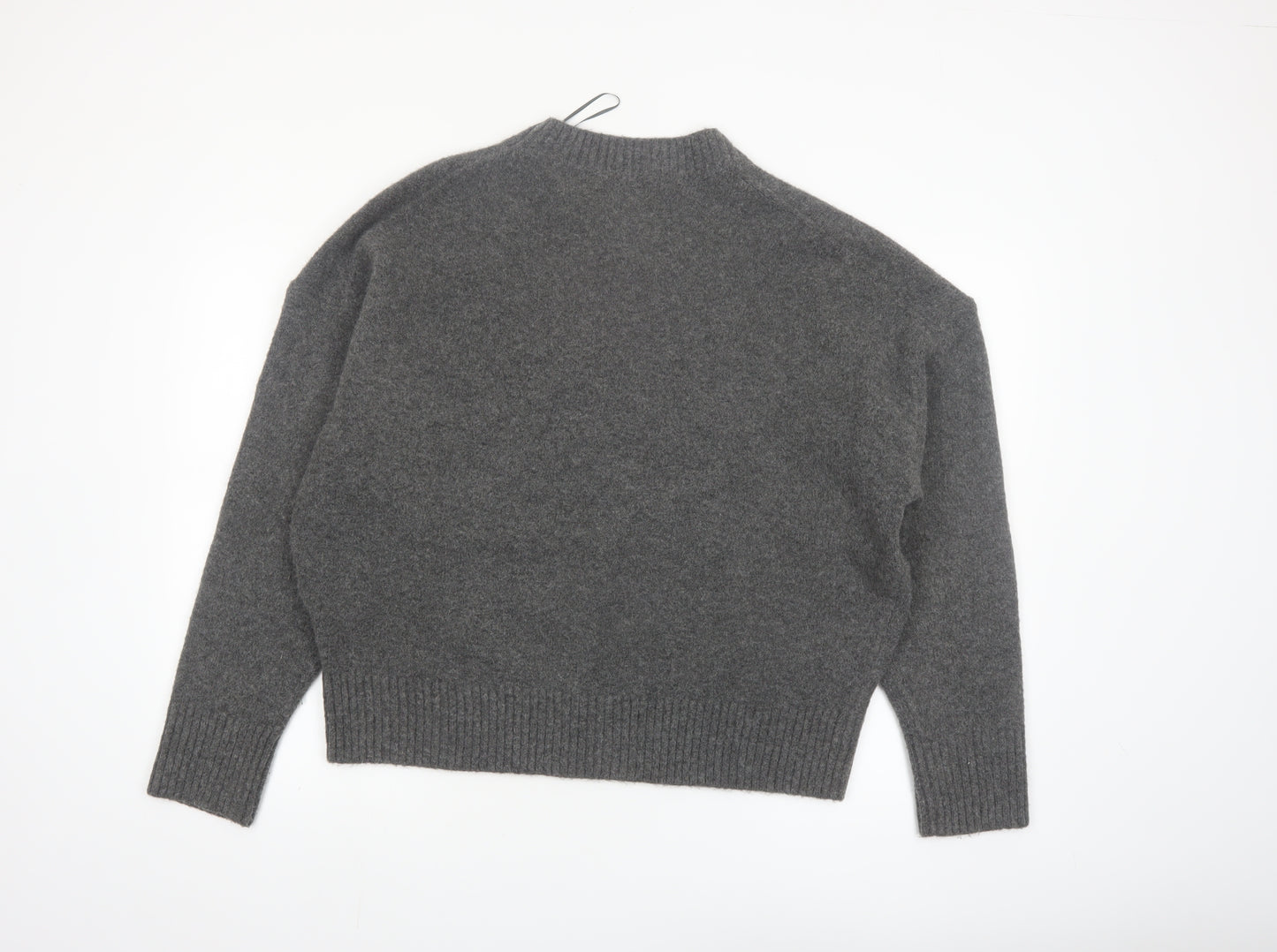 ZARA Women Grey Crew Neck Wool Blend Knit Jumper Size L