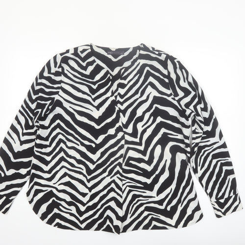 Marks and Spencer Girls Black White Zebra Print Long Sleeve Blouse Size 14