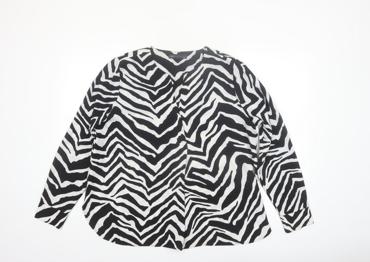Marks and Spencer Girls Black White Zebra Print Long Sleeve Blouse Size 14
