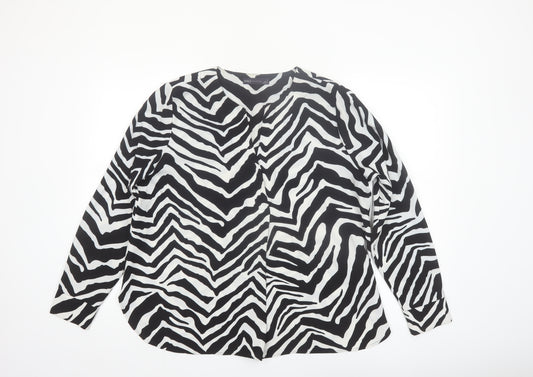 Marks and Spencer Girls Black White Zebra Print Long Sleeve Blouse Size 14