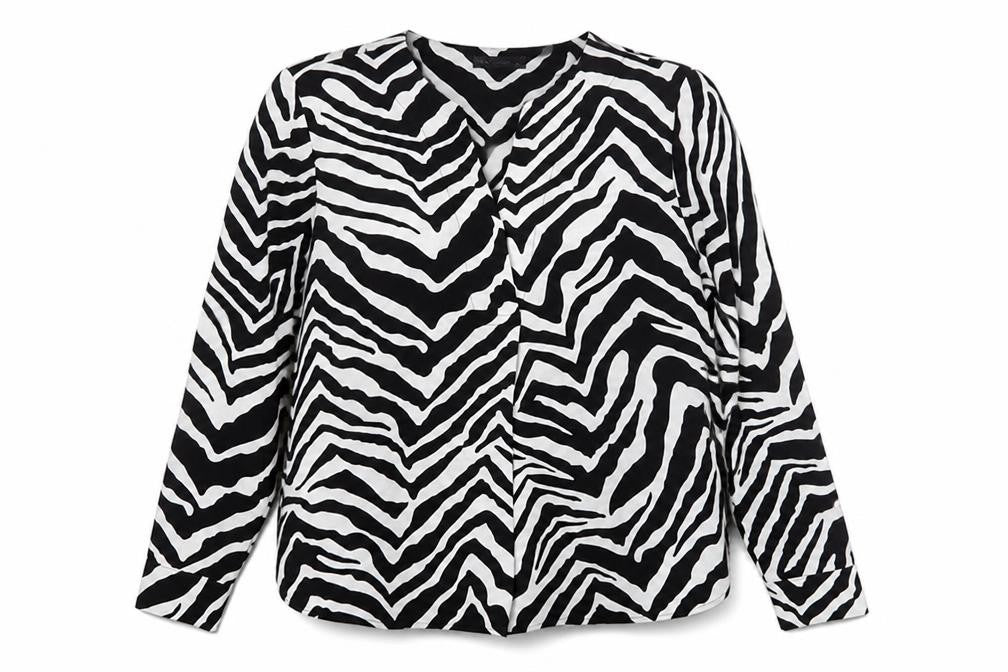 Marks and Spencer Girls Black White Zebra Print Long Sleeve Blouse Size 14