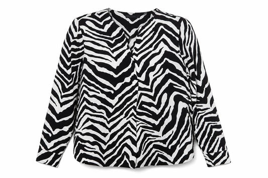 Marks and Spencer Girls Black White Zebra Print Long Sleeve Blouse Size 14