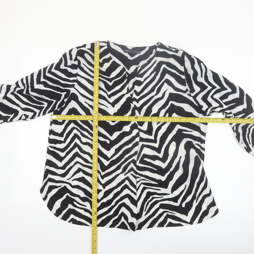 Marks and Spencer Girls Black White Zebra Print Long Sleeve Blouse Size 14