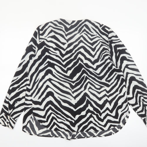 Marks and Spencer Girls Black White Zebra Print Long Sleeve Blouse Size 14
