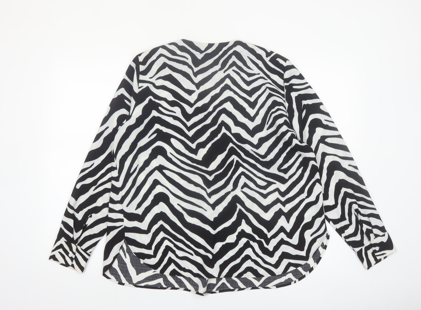 Marks and Spencer Girls Black White Zebra Print Long Sleeve Blouse Size 14