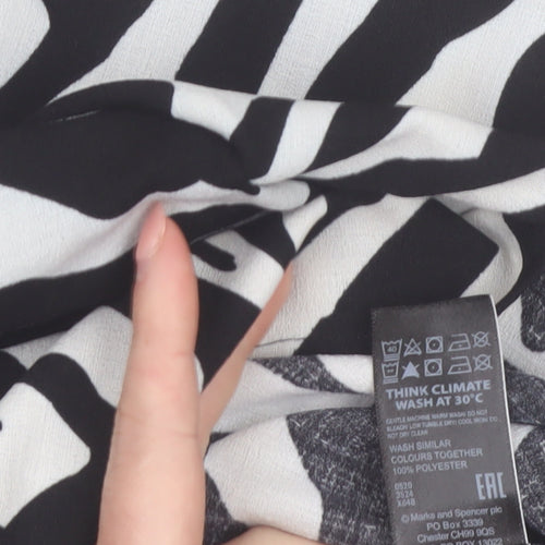 Marks and Spencer Girls Black White Zebra Print Long Sleeve Blouse Size 14