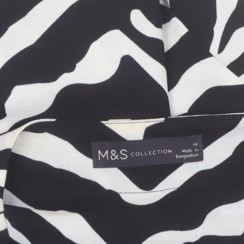Marks and Spencer Girls Black White Zebra Print Long Sleeve Blouse Size 14