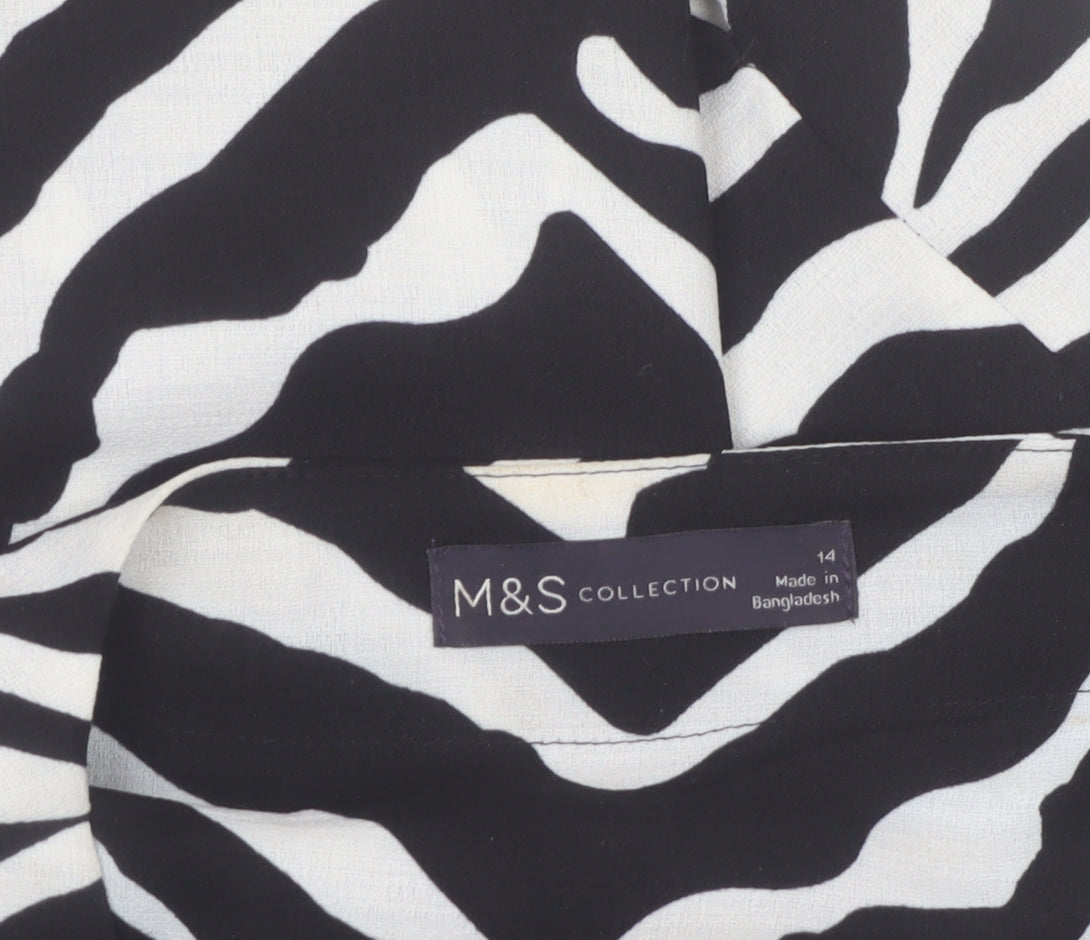 Marks and Spencer Girls Black White Zebra Print Long Sleeve Blouse Size 14